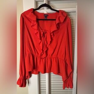 Women's Red Ruffled Top-Size XXL